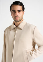 Alex - Whipstitch Twill Boxy Jacket - Cream