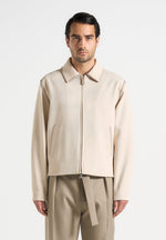 Alex - Whipstitch Twill Boxy Jacket - Cream