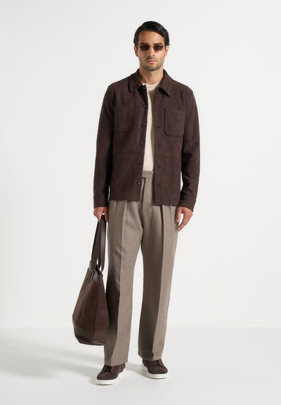 Thomas - Suede Long Sleeve Shirt - Brown