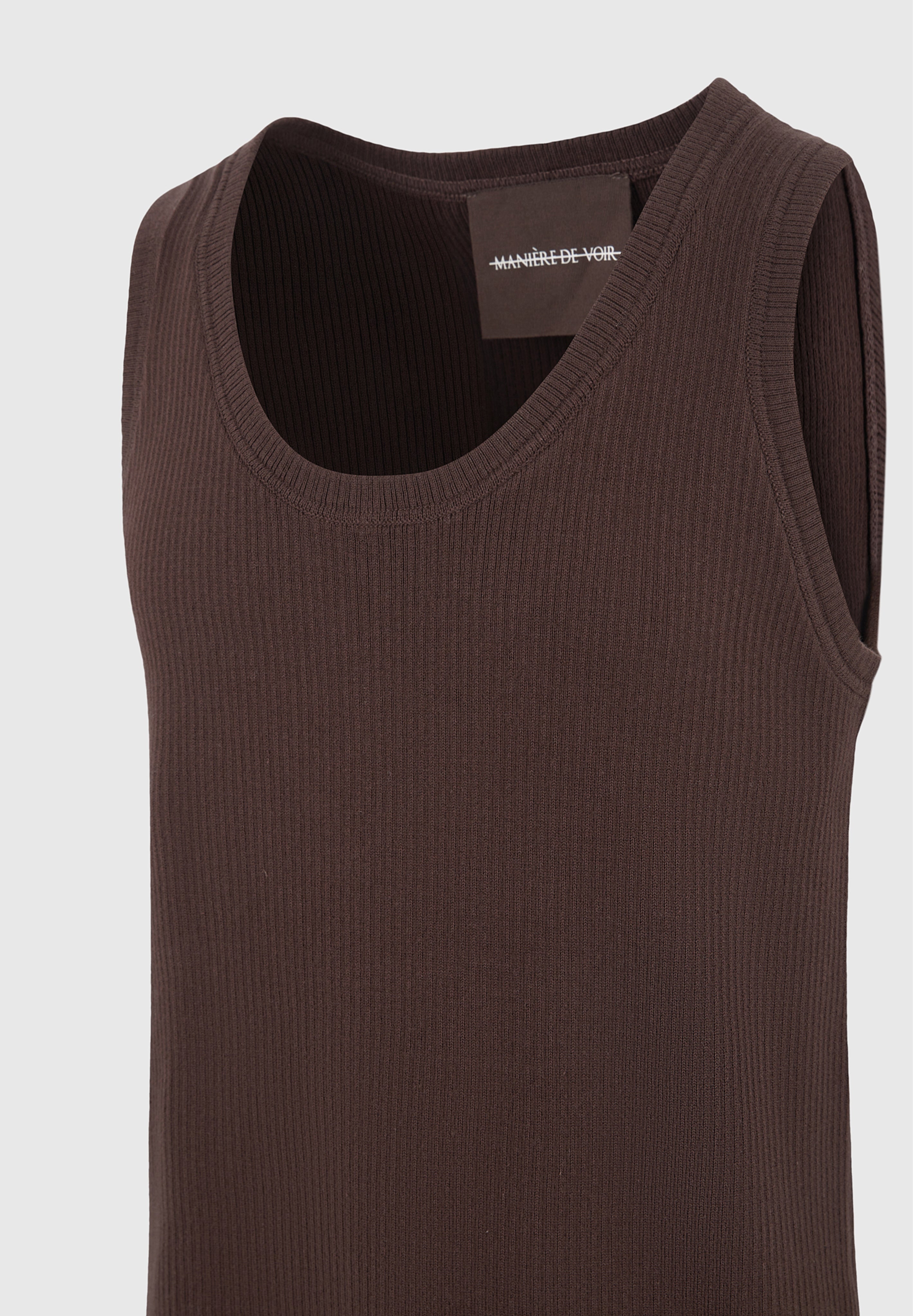 Justin - Ribbed Cotton Vest - Dark Brown