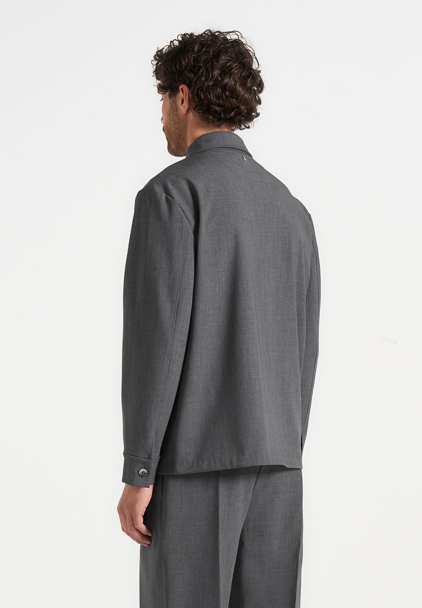 Leo - Hatched Tailored Overshirt - Grey