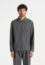 Leo - Hatched Tailored Overshirt - Grey