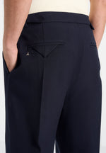 Pierre - Relaxed Fit Pleated Tailored Trousers - Navy