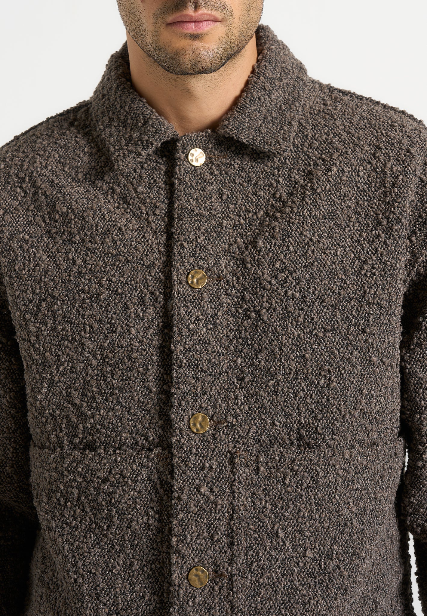 Damien - Boucle Jacket With Back Pleat - Brown