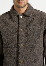 Damien - Boucle Jacket With Back Pleat - Brown