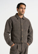 Damien - Boucle Jacket With Back Pleat - Brown