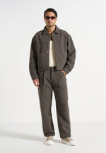 Damien - Boucle Jacket With Back Pleat - Brown