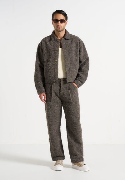 Damien - Boucle Jacket With Back Pleat - Brown