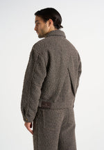 Damien - Boucle Jacket With Back Pleat - Brown