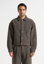 Damien - Boucle Jacket With Back Pleat - Brown