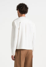 Zac - Boxy V-Neck Long Sleeve Shirt - Off White