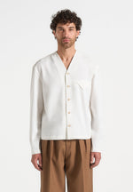 Zac - Boxy V-Neck Long Sleeve Shirt - Off White