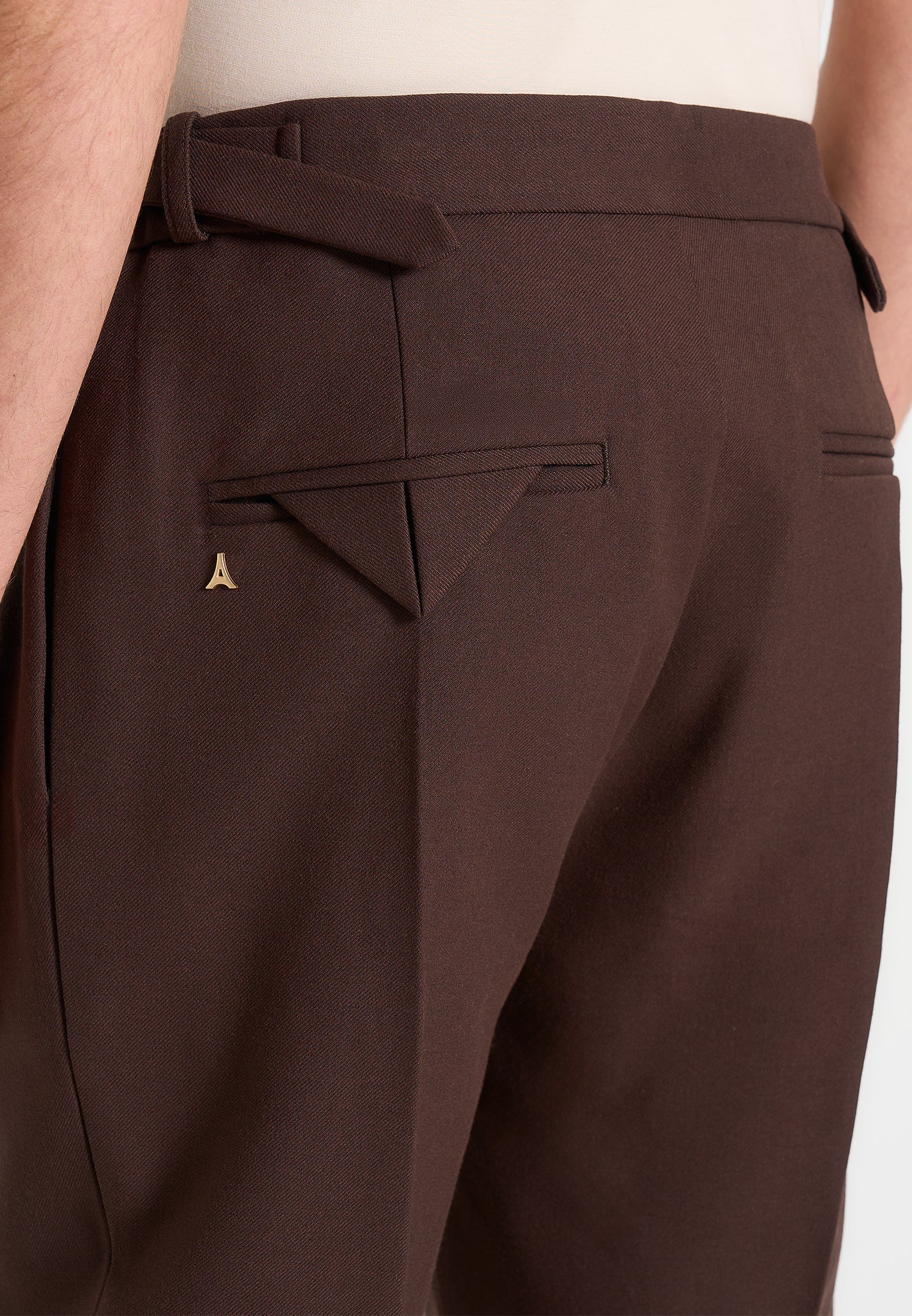 Hubert - Slim Fit Tailored Trousers - Brown