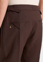 Hubert - Slim Fit Tailored Trousers - Brown