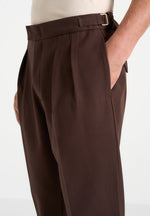 Hubert - Slim Fit Tailored Trousers - Brown