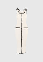 Daphne - Rib Knit Contrast Midaxi Dress - Cream/Black