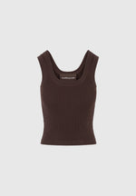 Liane - Scoop Neck Ribbed Vest - Brown