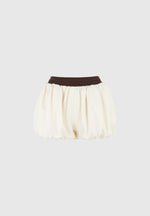 Zoe - Satin Balloon Shorts - Ivory/Brown