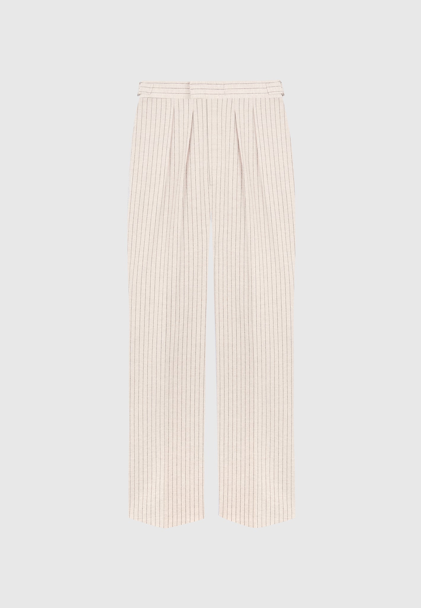 Pierre - Relaxed Fit Pinstripe Pleated Tailored Trousers - Beige