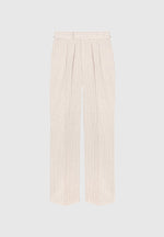 Pierre - Relaxed Fit Pinstripe Pleated Tailored Trousers - Beige
