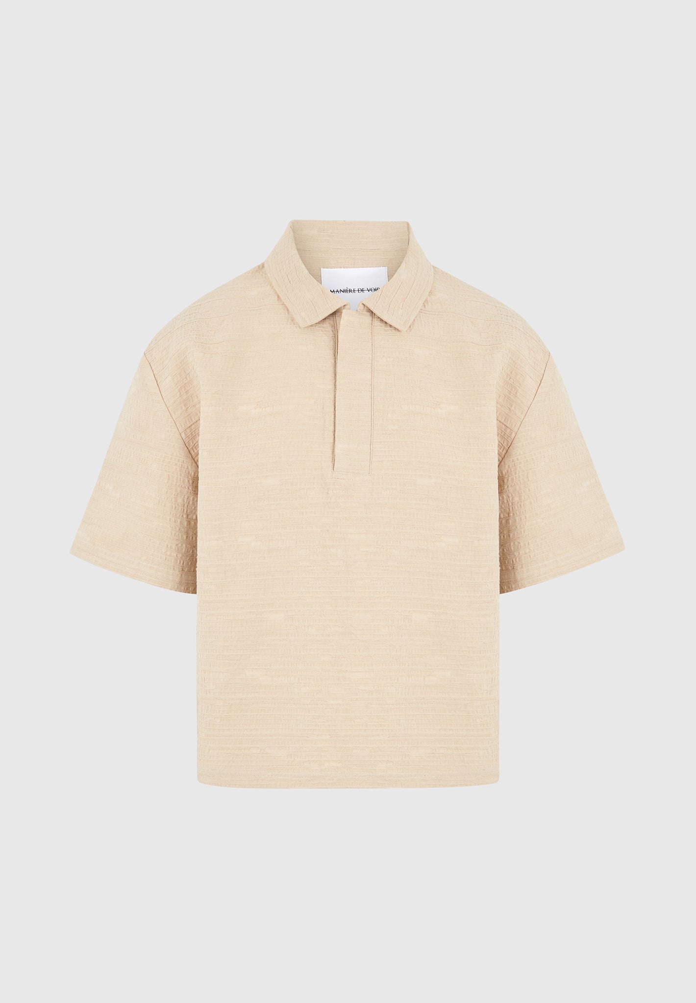 Simon - Boxy Textured Polo Shirt - Beige