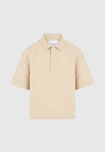 Simon - Boxy Textured Polo Shirt - Beige