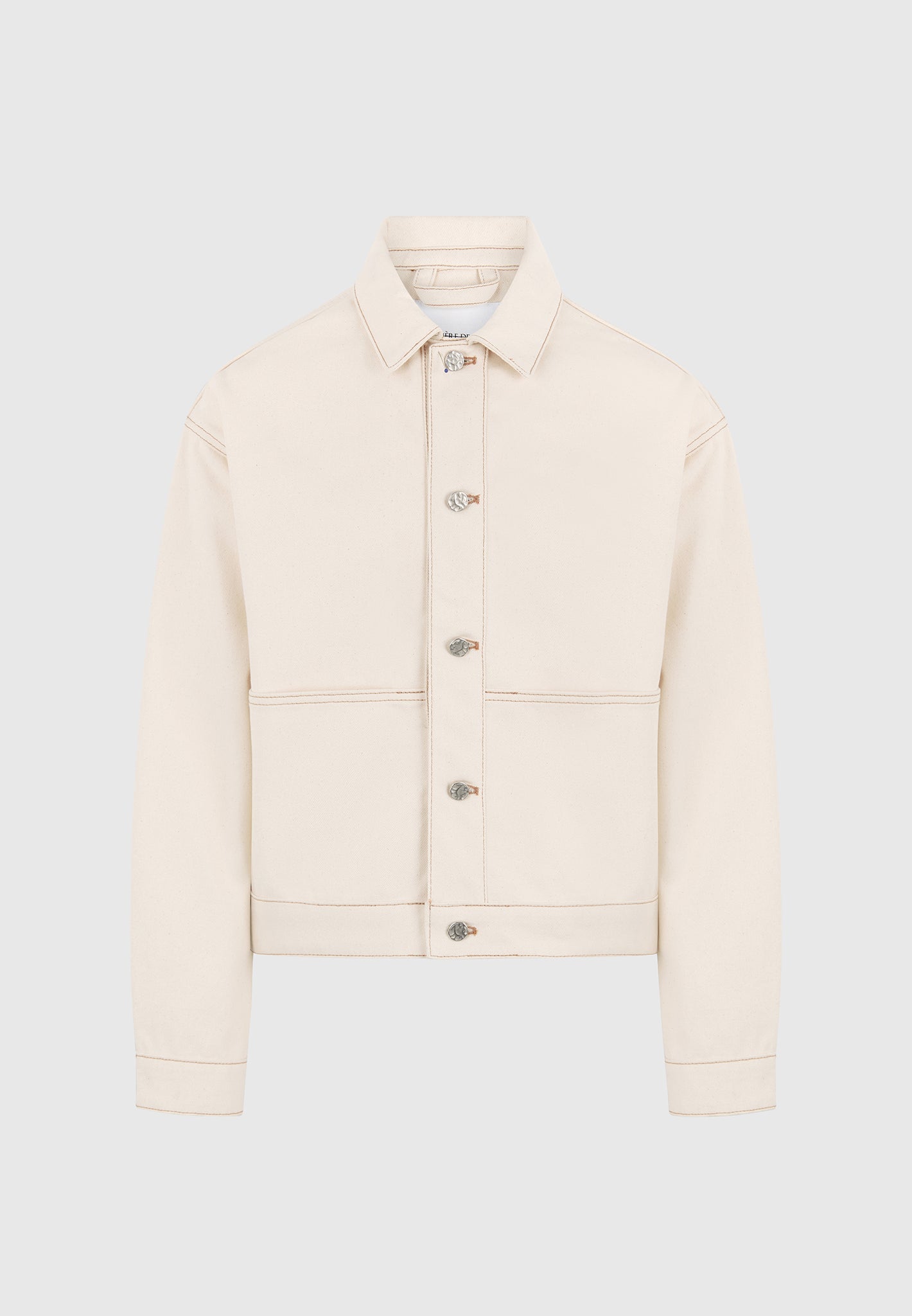 Damien - Denim Jacket with Back Pleat - Cream