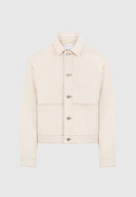 Damien - Denim Jacket with Back Pleat - Cream