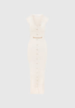 Helene - Knitted Midaxi Dress with Belt - Beige