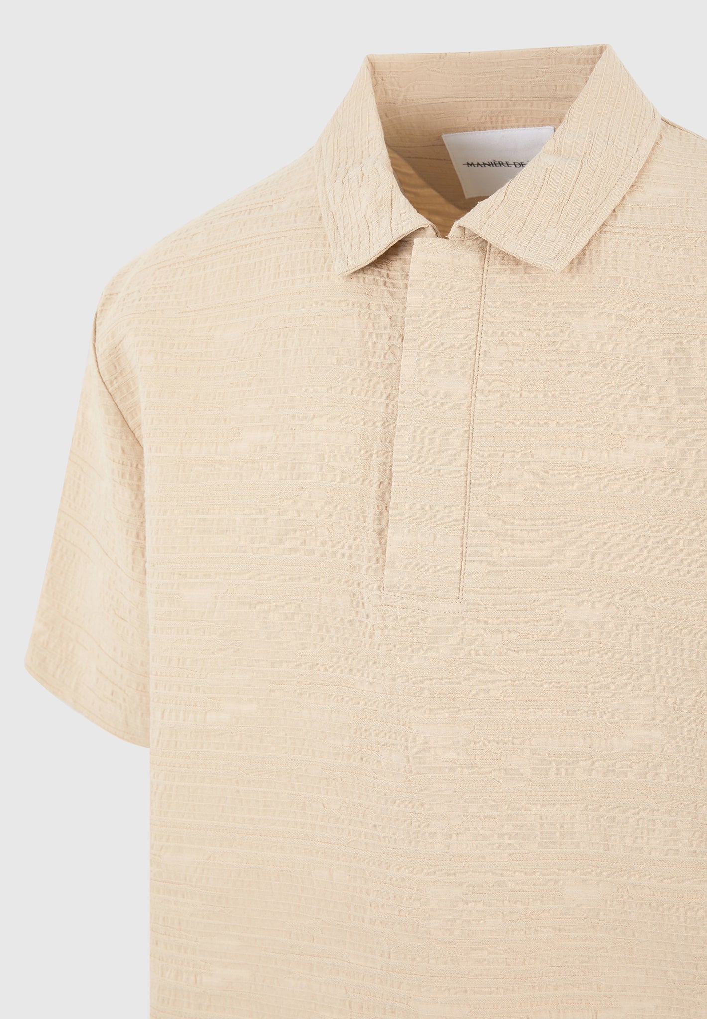 Simon - Boxy Textured Polo Shirt - Beige