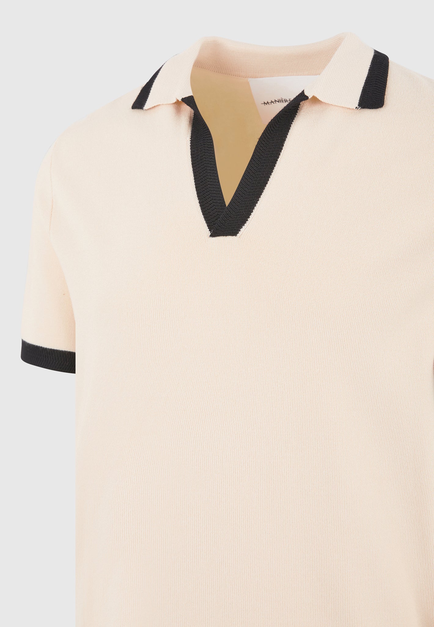 Lambert - Contrast Detail Knit Polo Shirt - Cream