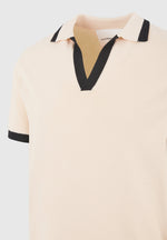Lambert - Contrast Detail Knit Polo Shirt - Cream