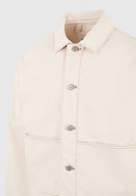 Damien - Denim Jacket with Back Pleat - Cream