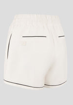 Melanie - Satin Shorts with Piping - Off White