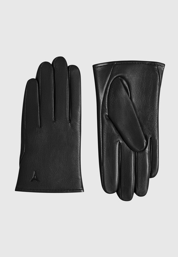 Azel - Leather Short Gloves - Black