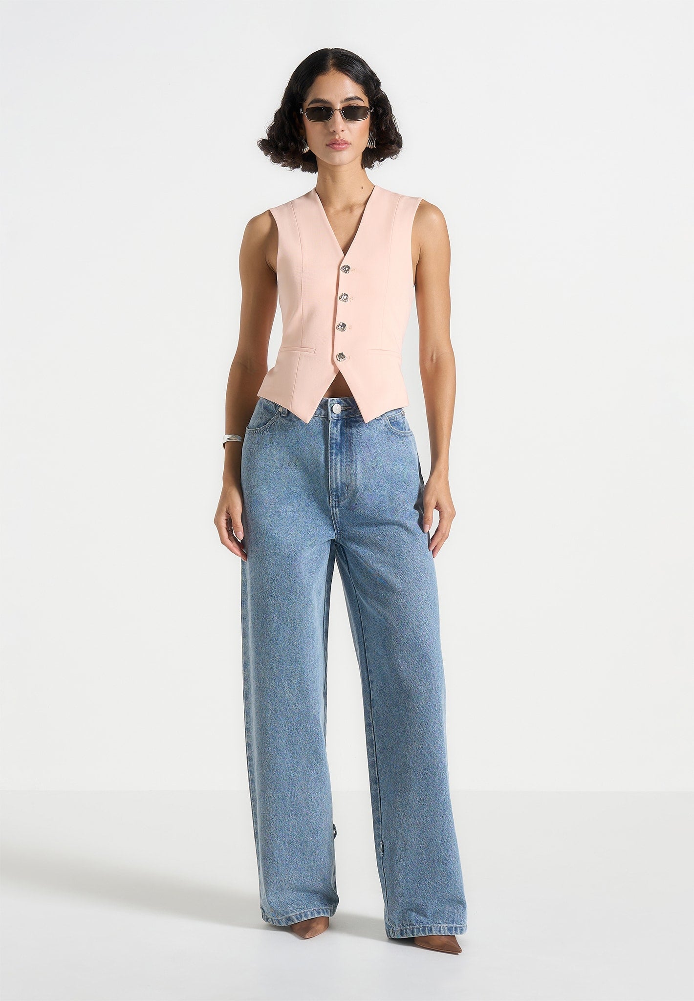 Christine - Tailored Cinch Waistcoat - Peach