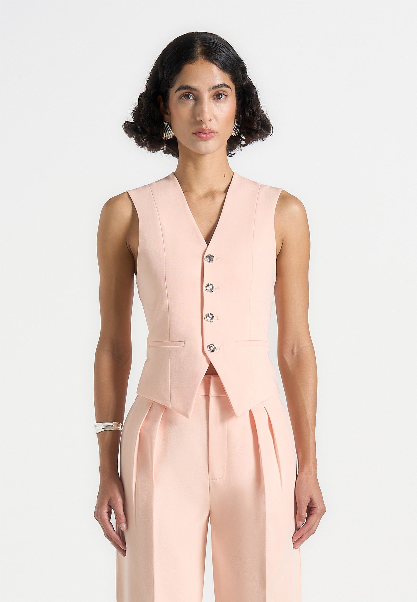 Christine - Tailored Cinch Waistcoat - Peach