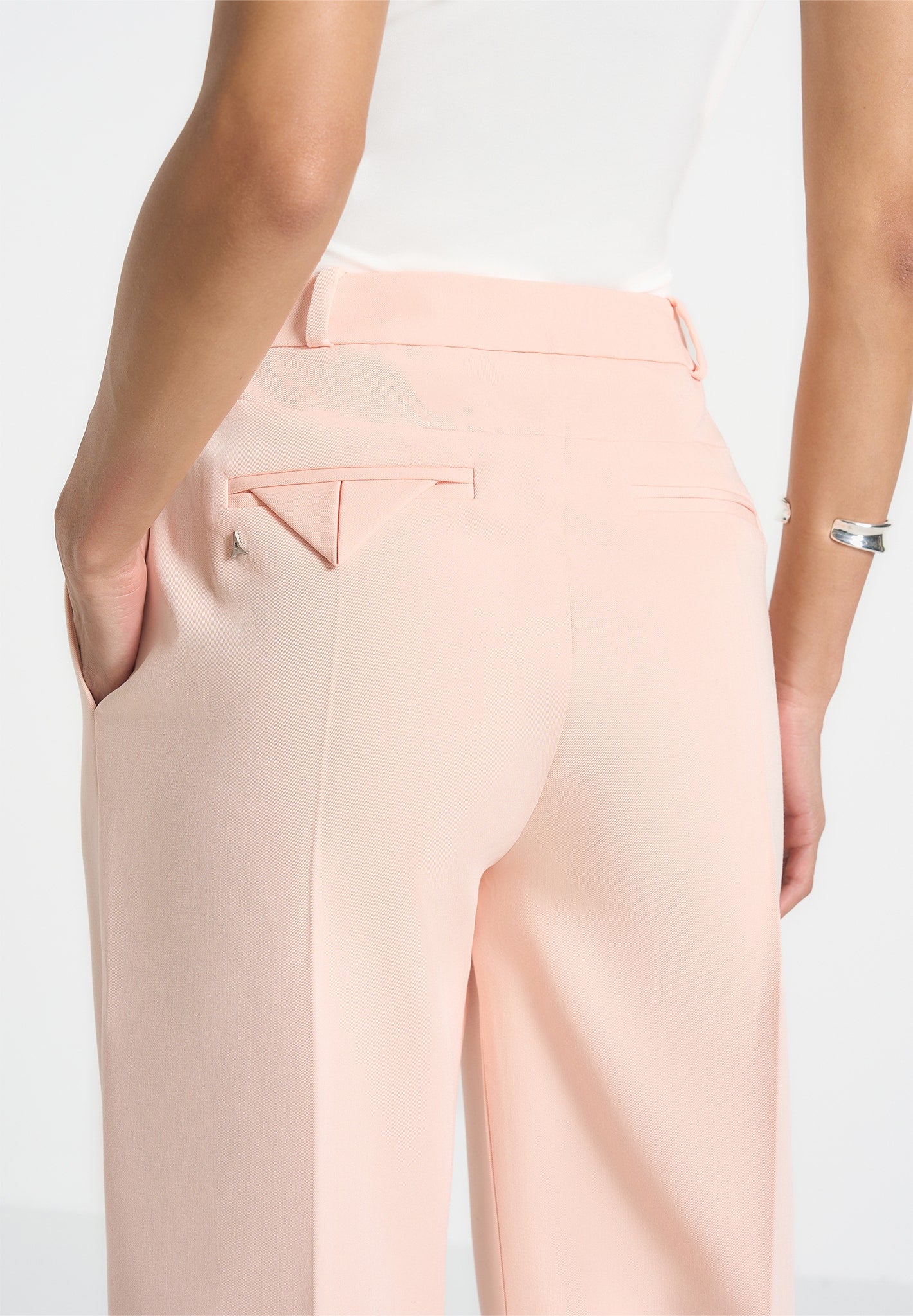 Julie - Tailored Twin Pleat Trousers - Peach