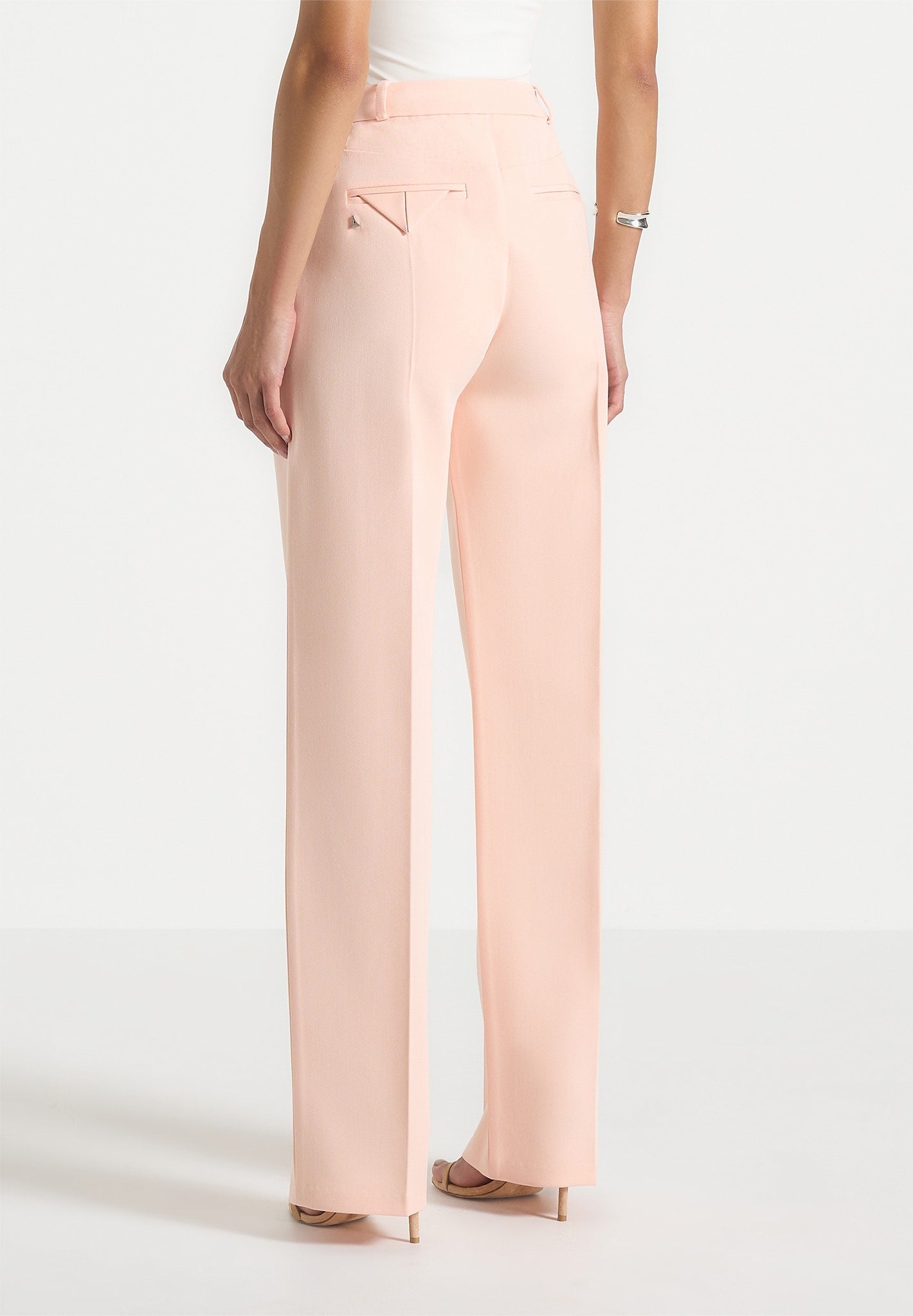 Julie - Tailored Twin Pleat Trousers - Peach