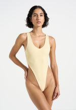 Noa - V-Neck Bodysuit - Pale Yellow