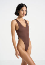 Noa - V-Neck Bodysuit - Brown