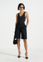 Noa - V-Neck Bodysuit - Black