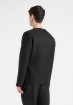 collarless-double-breasted-minimal-blazer-black
