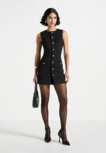 Nadine - Tweed Mini Dress - Black