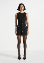 Nadine - Tweed Mini Dress - Black