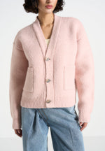 Charlie - Unisex Knitted Cardigan - Pale Pink