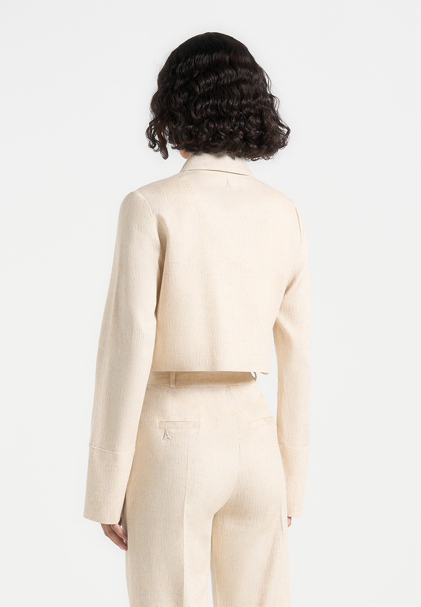 Florine - Linen Pintuck Cropped Shirt - Natural