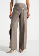 Béryl - Wrap Tailored Trousers With Hardware Detail - Taupe
