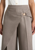 Béryl - Wrap Tailored Trousers With Hardware Detail - Taupe