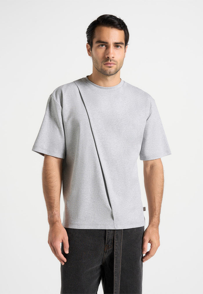 Hugo - Relaxed Fit T-Shirt With Pleat - Grey